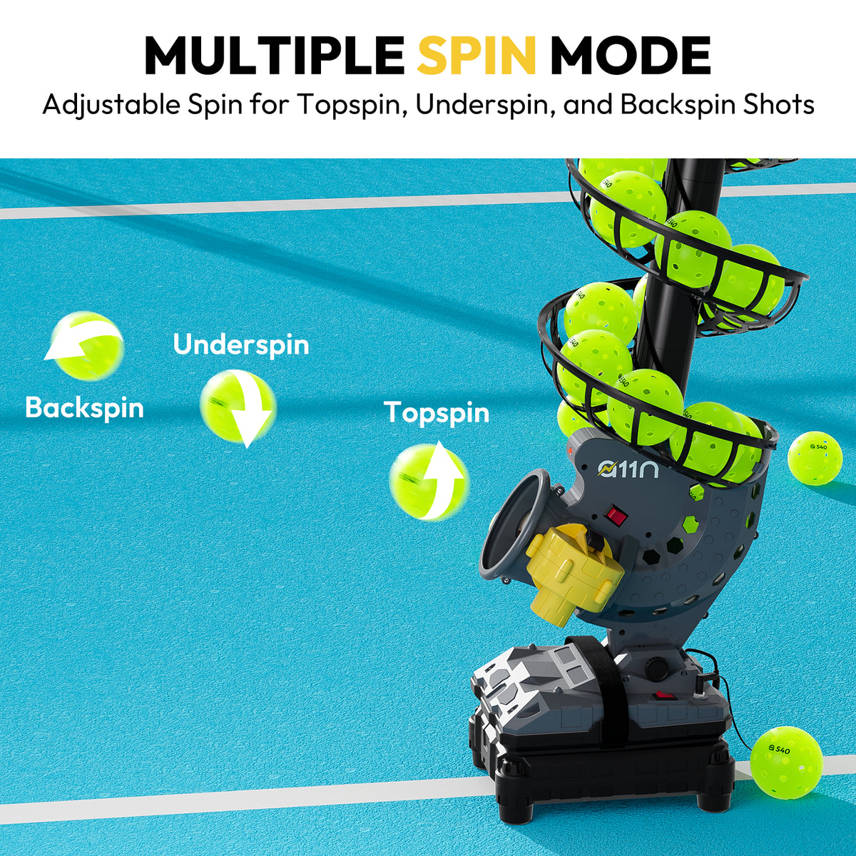 Macchina Lanciapalline YUEWO Per Pickleball E Tennis – Oscillazione Automatica, 4 Velocità, Capacità 26 Palle