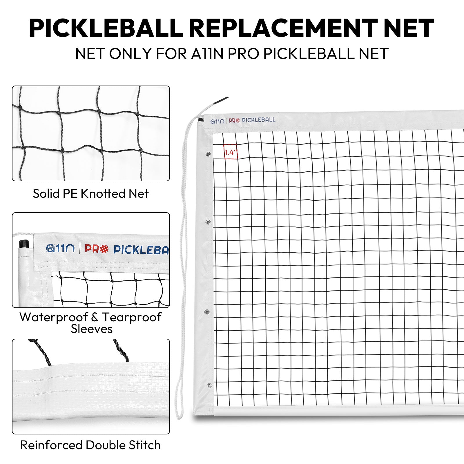 A11N Pro Pickleball Replacement Net (Only a Net)