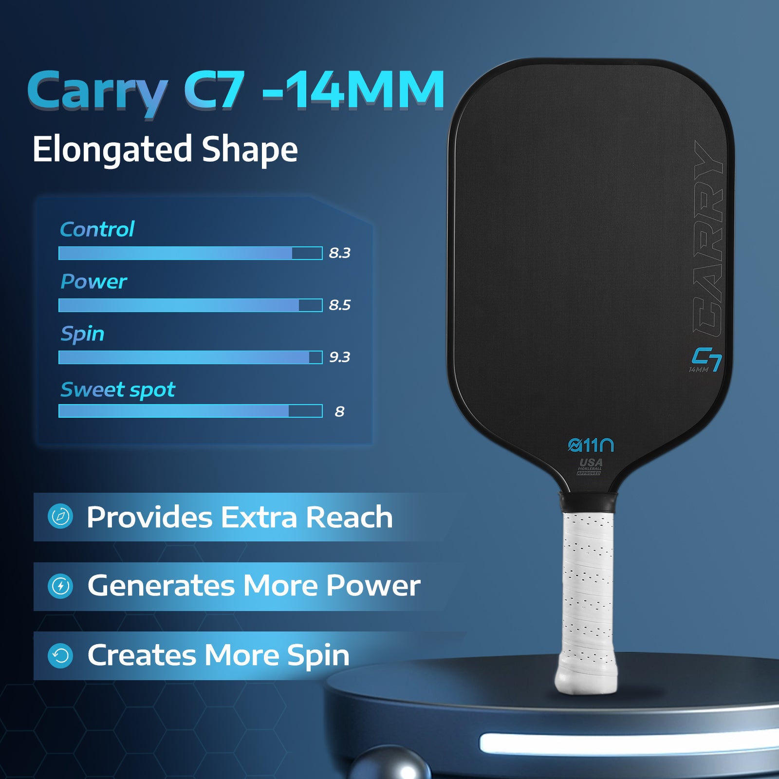 A11N Carry C7 Raw Carbon Fiber Pickleball Paddle