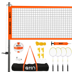 A11N SPORTS Volleyball Nets A11N 22ft 2 in 1 Volleyball & Badminton Combo Set