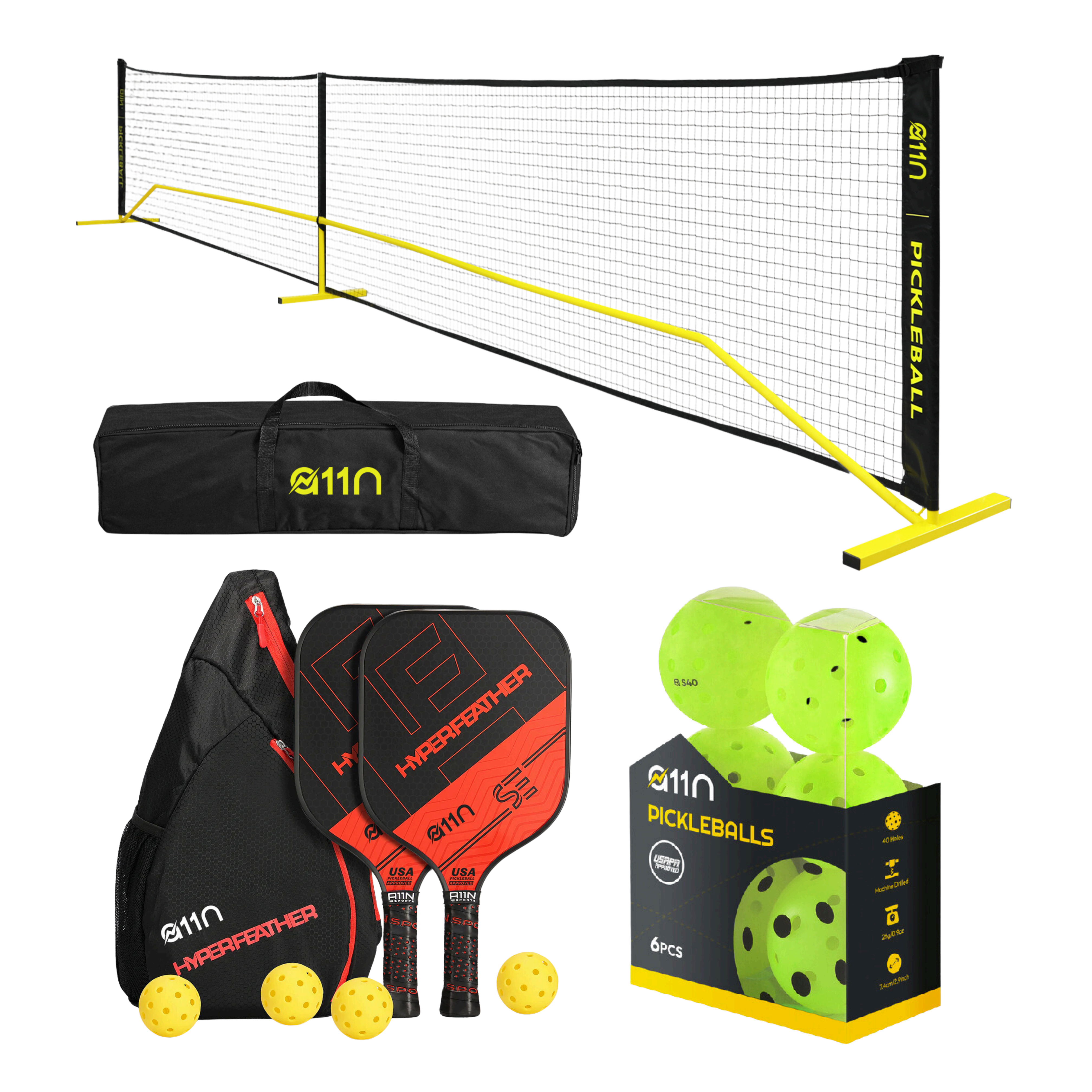 A11N 22ft Portable Pickleball Net Bundle