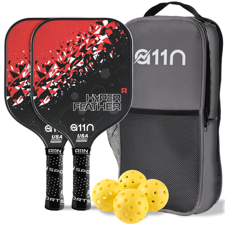 HyperFeather R Pickleball Set of 2 Paddles, 4 Outdoor Balls and 1 Backpack