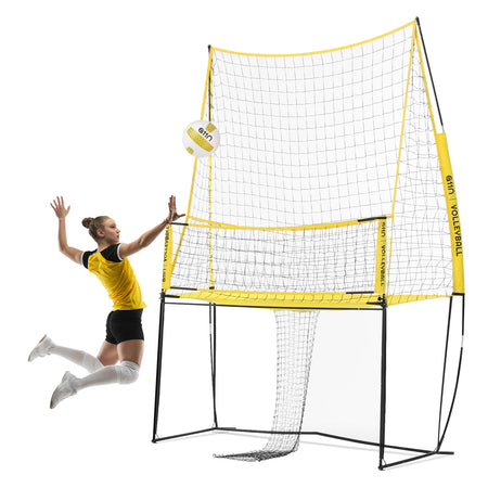A11N Volleyball Practice Net Station with 3 Adjustable Heights - 6'5'', 7'2'', 8' - Indoor and Outdoor Volleyball Training Equipment for Serving, Hitting, Spiking, and Dinking Practice