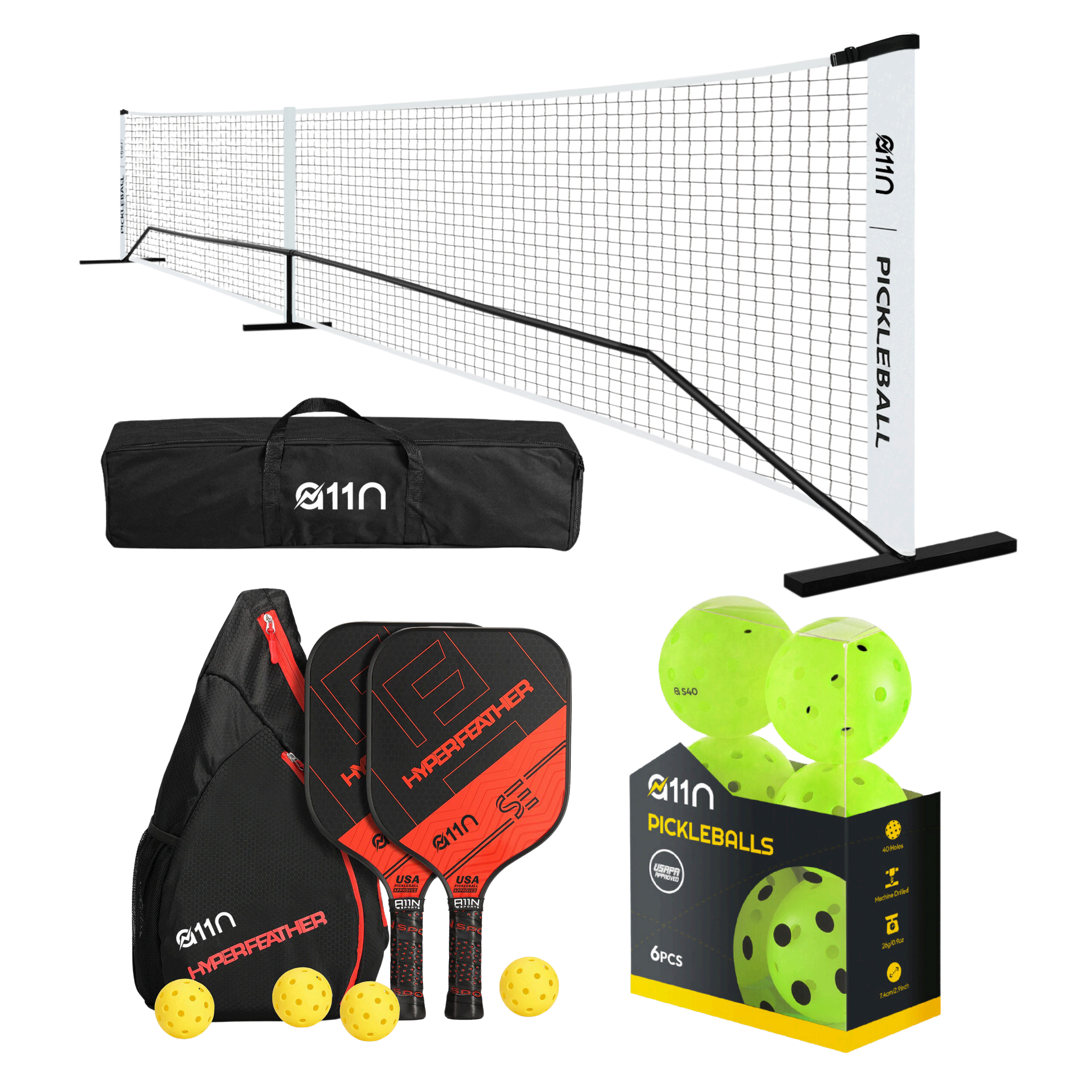 A11N 22ft Portable Pickleball Net Bundle