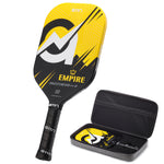 Load image into Gallery viewer, A11N Empire carbon fiber pickleball paddle yellow black design with a hard EVA case 
