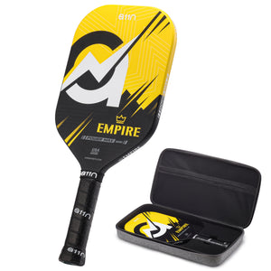 A11N Empire carbon fiber pickleball paddle yellow black design with a hard EVA case 