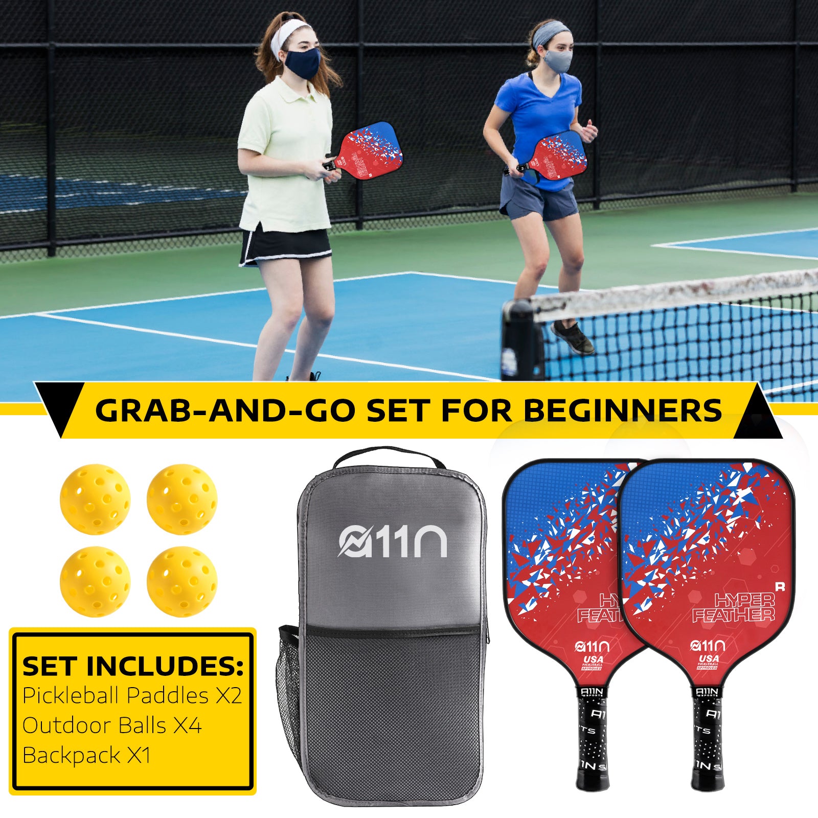 116 Pickleball Racket A11N HyperFeather R Pickleball Set | A11N SPORTS