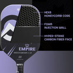 Load image into Gallery viewer, The A11N Empire carbon fiber paddle showcases its advanced construction with a HEX8 honeycomb core and hyper-strike carbon fiber face
