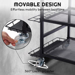 Load image into Gallery viewer, Finchley golf storage rack equipped with 360° locking casters for easy movement and cleaning. Ideal for garages, basements, sheds, golf clubs, golf simulator rooms, and more. Black metal frame ensures stability and convenience.

