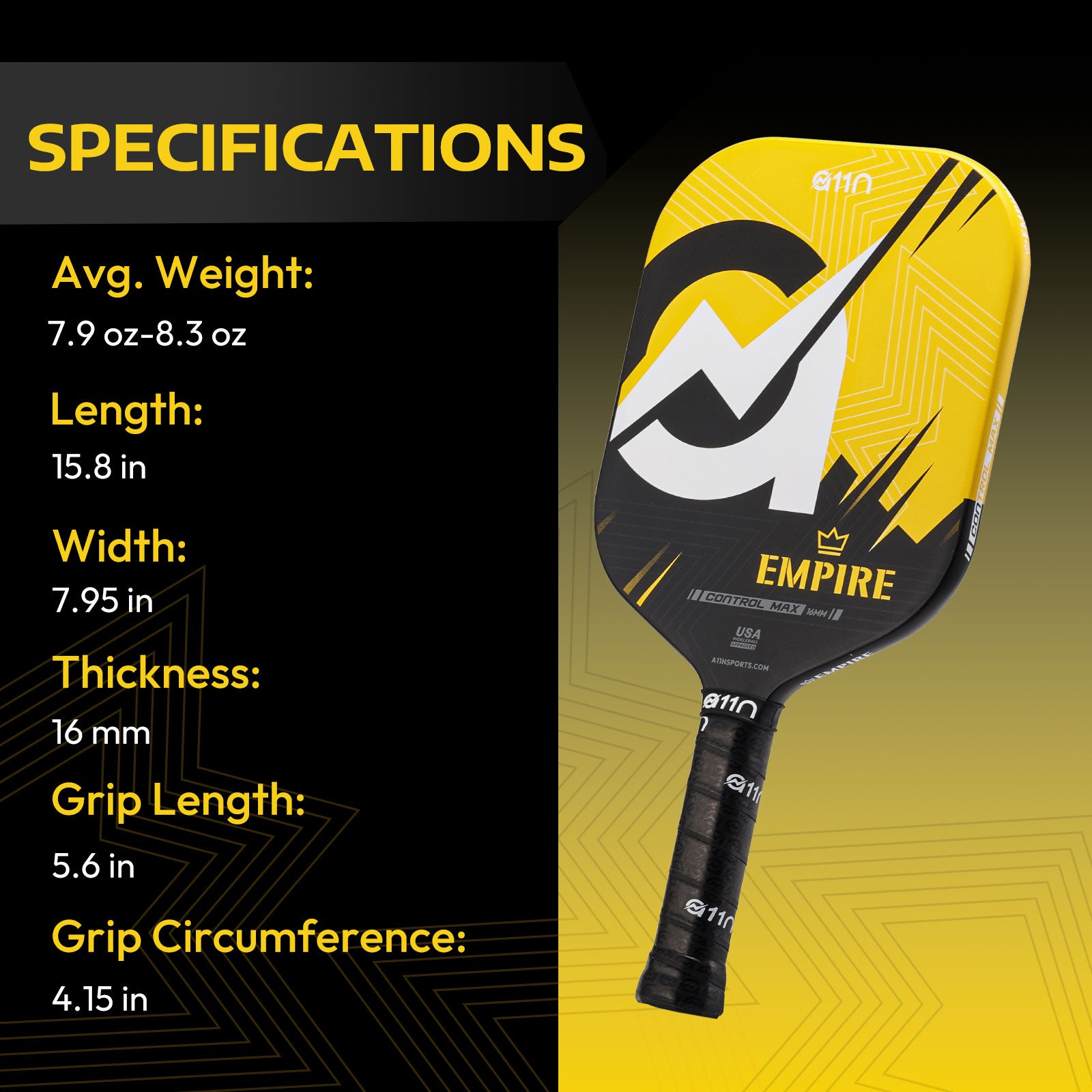 A11N EMPIRE Edgeless Carbon Fiber Pickleball Paddle