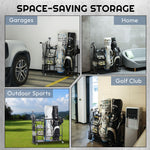 Load image into Gallery viewer, Finchley golf storage rack with soft protective edges and a durable perforated steel base, ideal for use in garages, homes, outdoors, and golf clubs. The rust-resistant coating ensures long-lasting performance in different environments.
