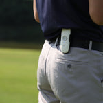 Load image into Gallery viewer, Golf caddy remote clipped to the player&#39;s waist, enabling seamless hands-free cart operation.

