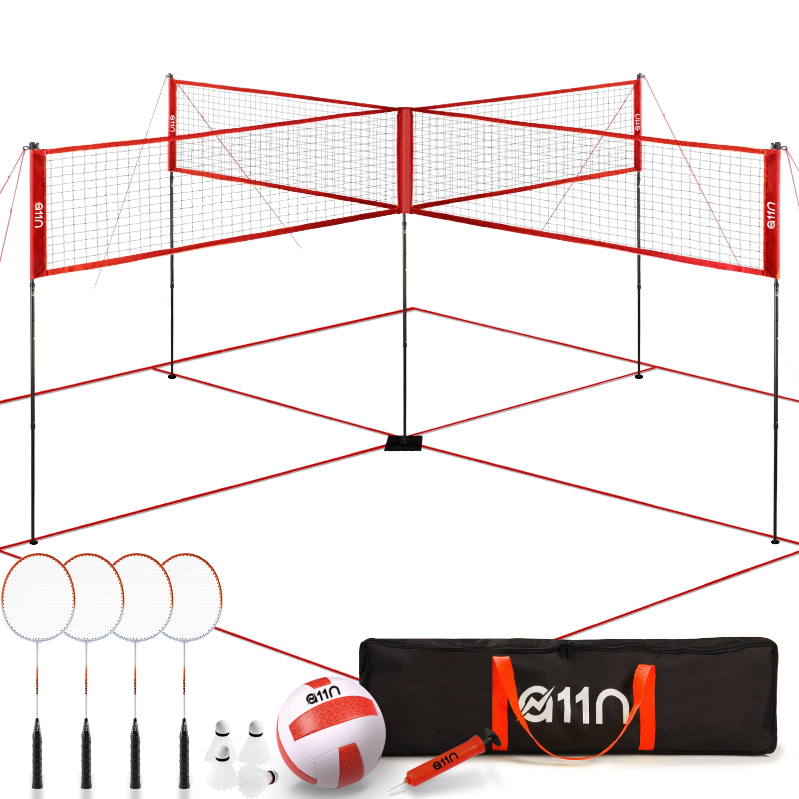 A11N Filet de volleyball d'extérieur robuste de 9,8 m avec système anti A11N Filet de volleyball d'extérieur robuste de 9,8 m avec système anti