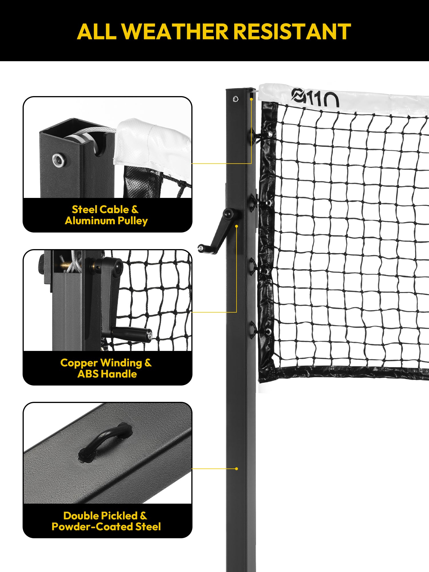 A11N In-Ground 22ft Pickleball Net