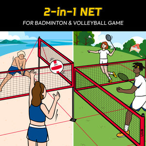 CROSSNET Four Square Volleyball Net - Indoor & Outdoor Sports