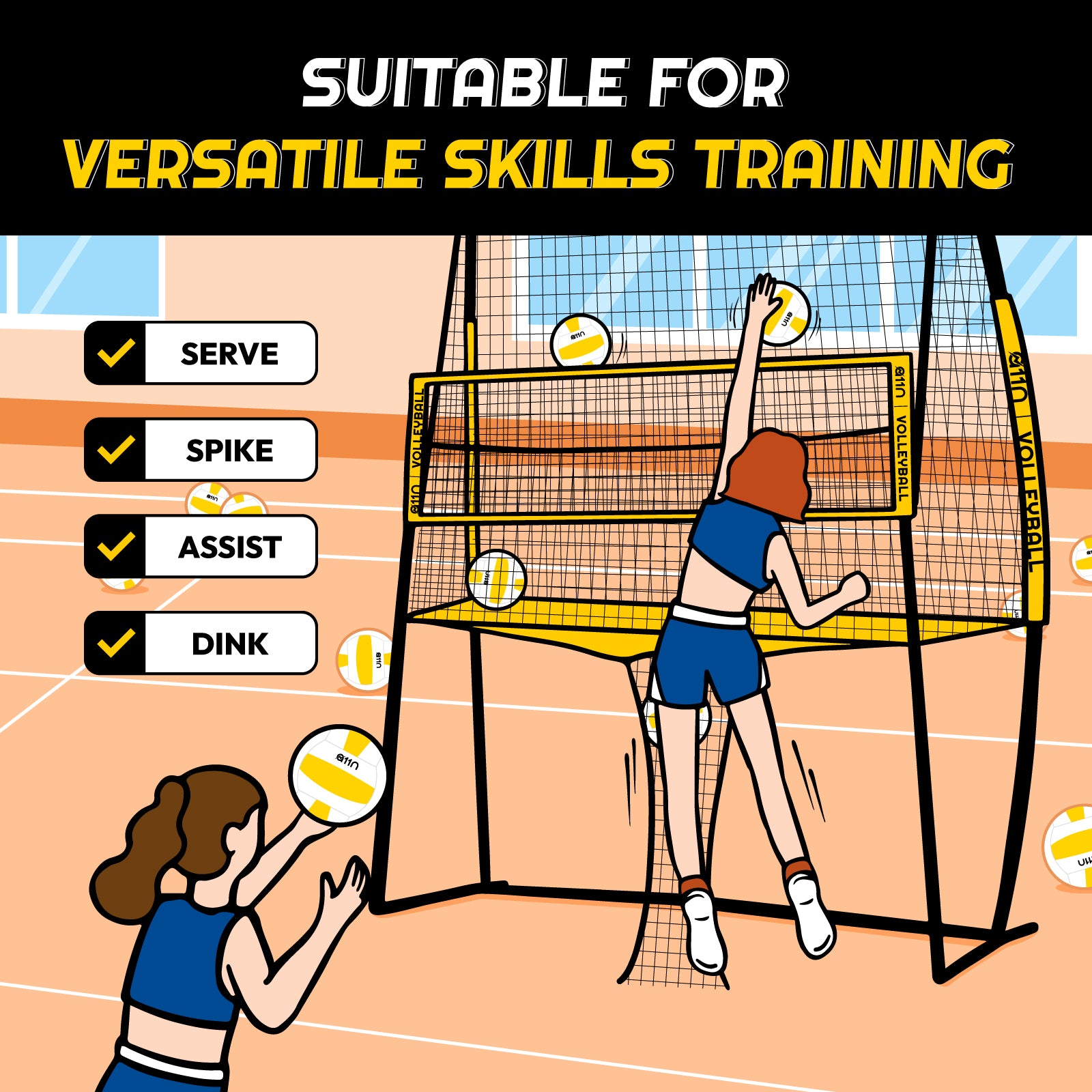 A11N Adjustable Volleyball Practice Net Station