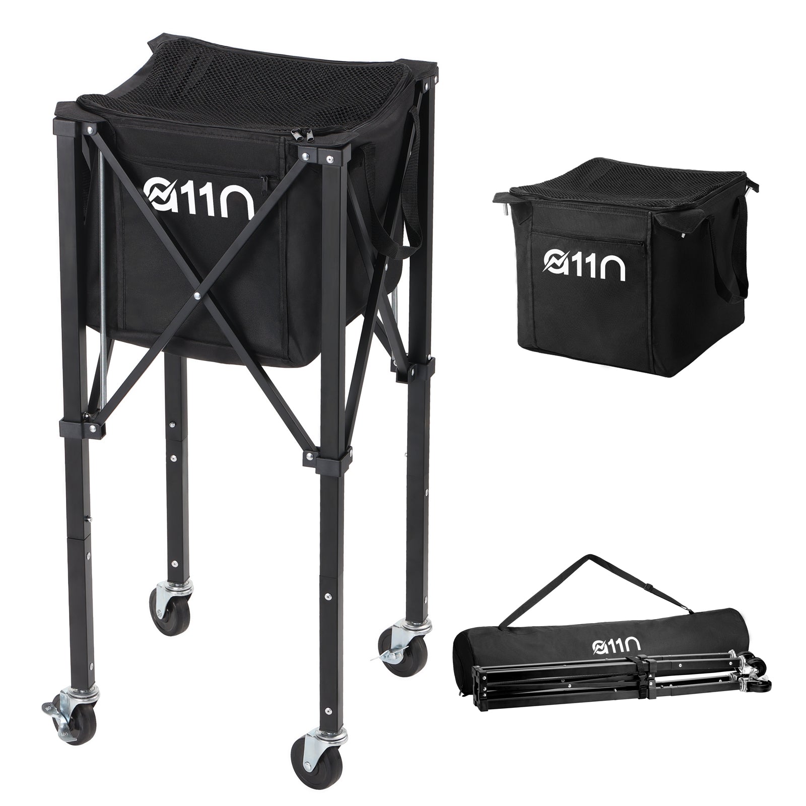 GoSports Ball Caddy With Wheels - Portable Cart Holds 140 Pickleballs Or 175 Tennis Balls - Black