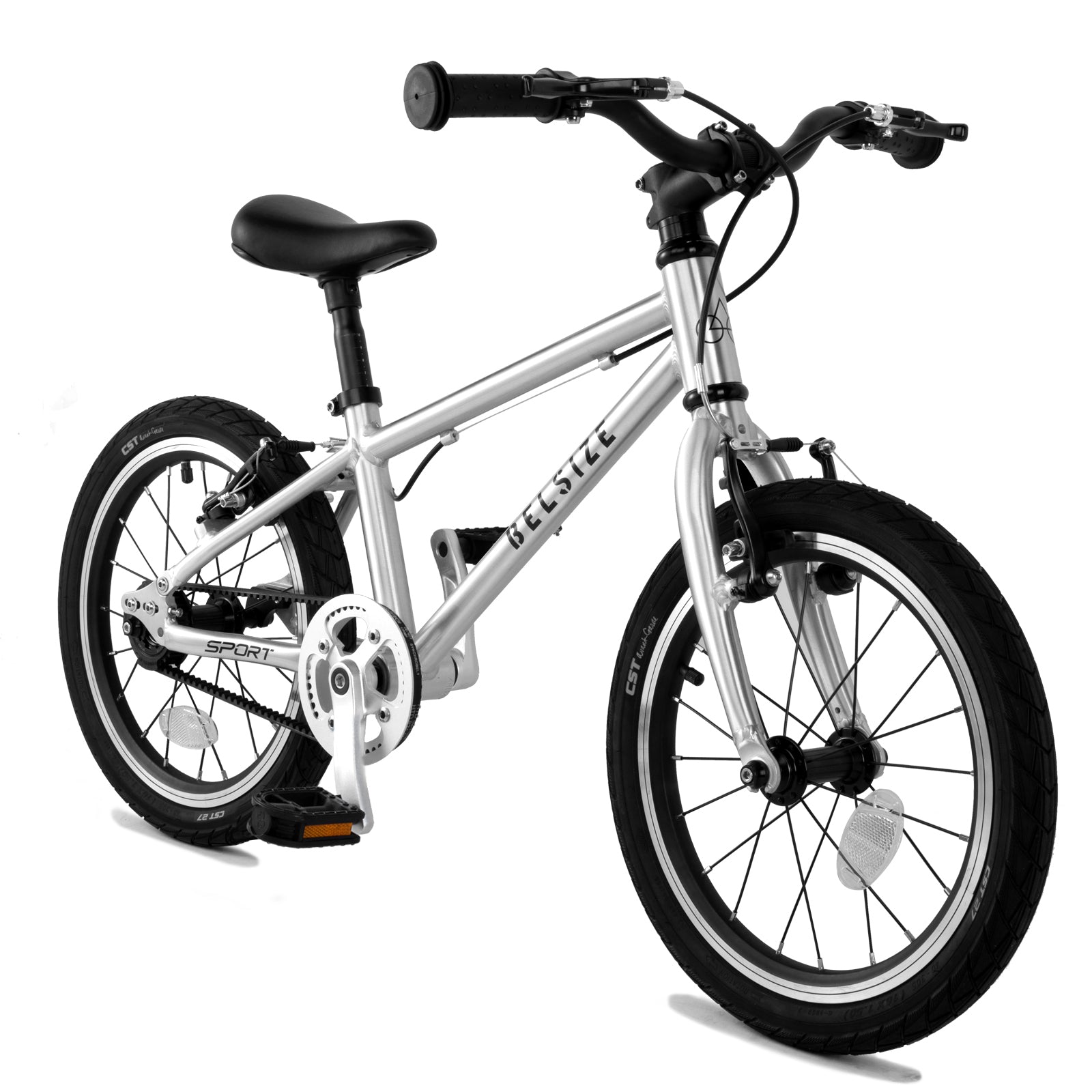 16-inch Sports Belt-Driven Kids' Bike - Belsize Official Silver Sporting Goods > Outdoor Recreation > Cycling > Bicycles