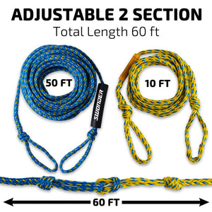 Swonder 2-Section Tow Ropes for Tubing, 1-2 Rider 60FT Ropes for Towable Tubes