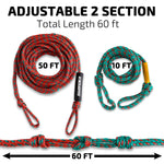 Load image into Gallery viewer, 2-Section Tow Ropes for Tubing, 1-4 Rider 60FT Ropes for Towable Tubes
