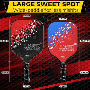 A11N SPORTS Sporting Goods > Outdoor Recreation > Outdoor Games > Pickleball > Pickleball Paddles HyperFeather R & JR Paddles Set of Four, with Four Outdoor Balls and One Backpack