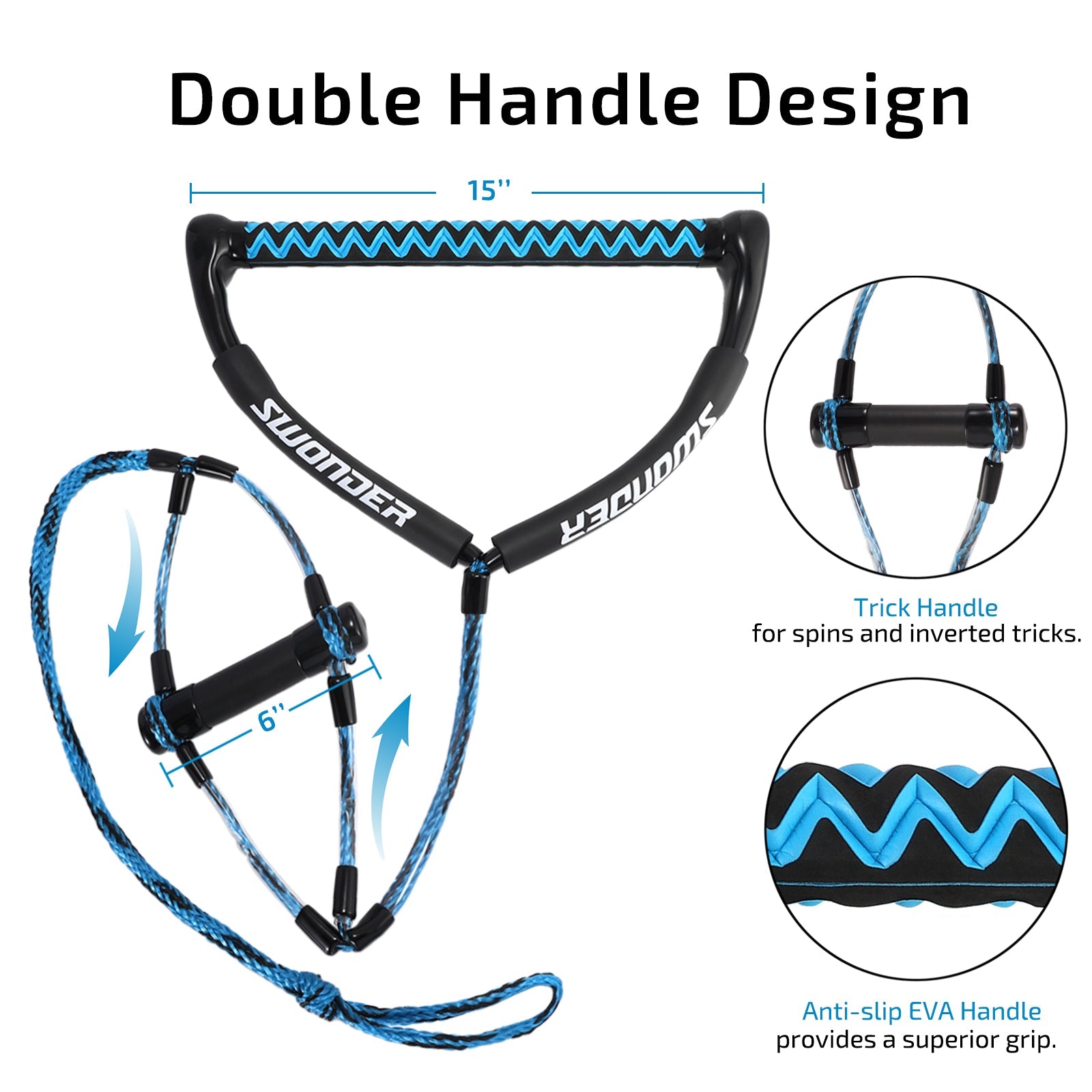 Swonder All-Age Kneeboard and 75ft Wakeboard Rope Combo